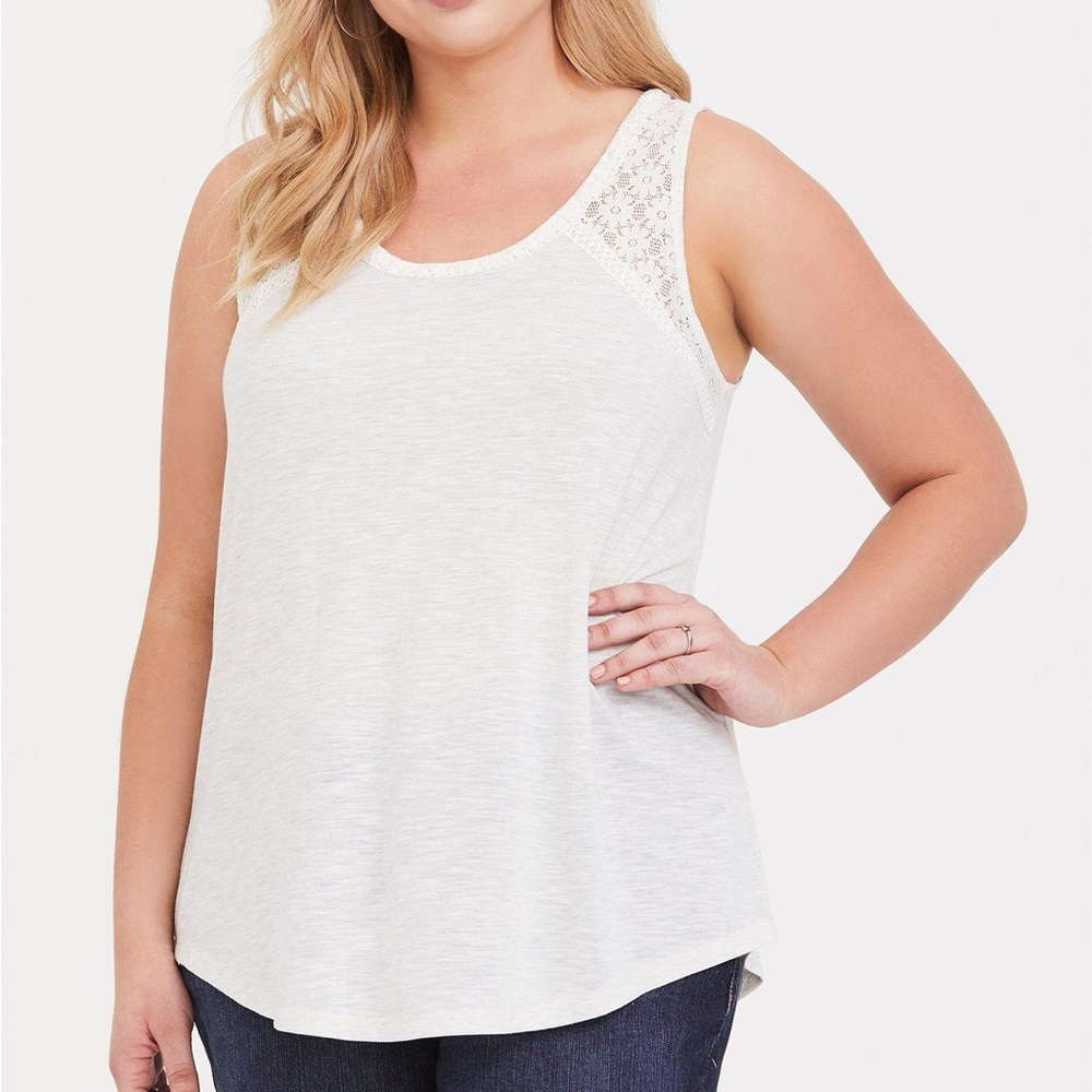 Torrid Marled Ivory Crochet Tank Top 0X